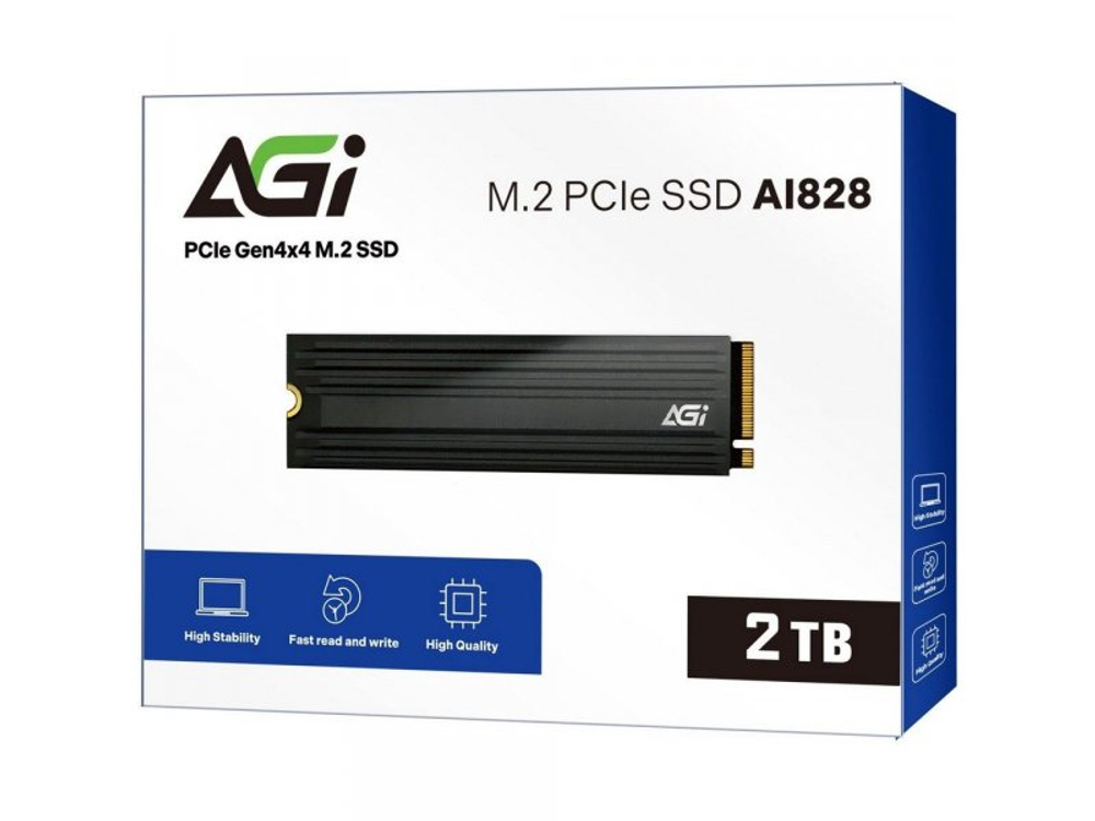 SSD накопитель AGI AI828 2ТБ, M.2 2280, PCIe 4.0 x4, NVMe [AGI2T0G44AI828-CB]