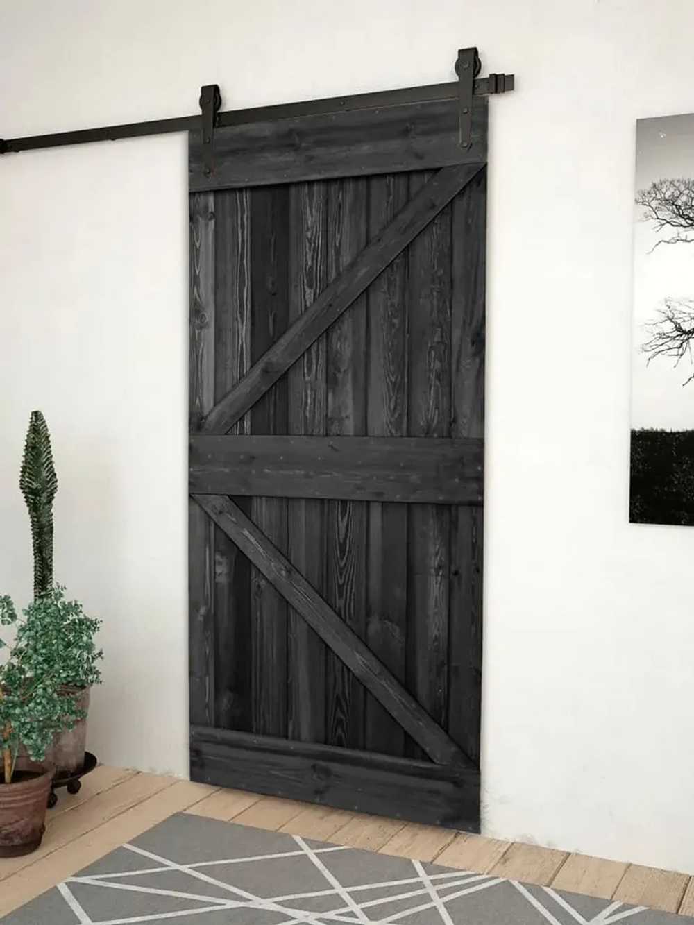 Дверь раздвижная, ширма 80х210 см Дези из сосны, черный