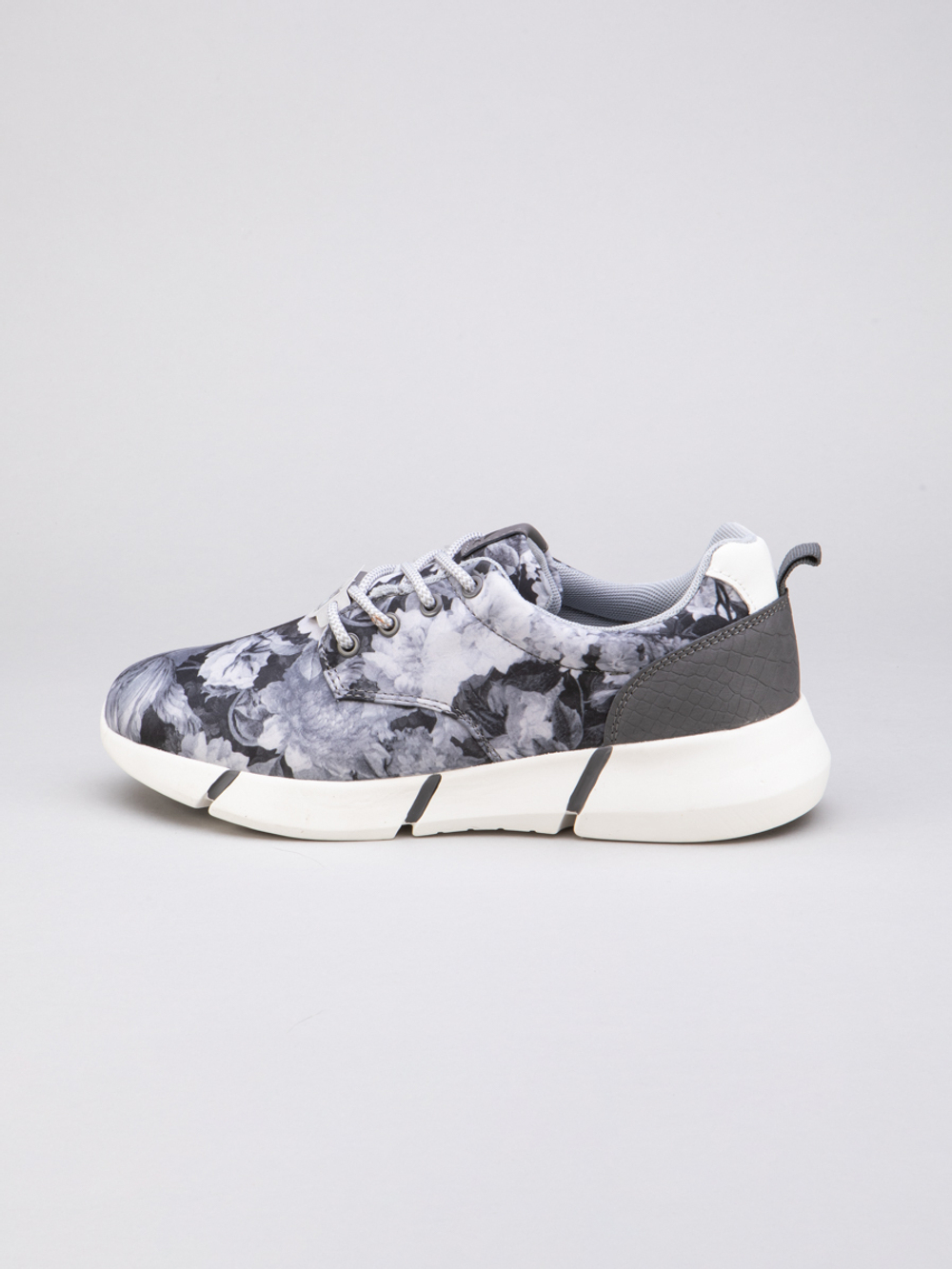 Кроссовки женские Editex с цветочным принтом (текстиль), Серый