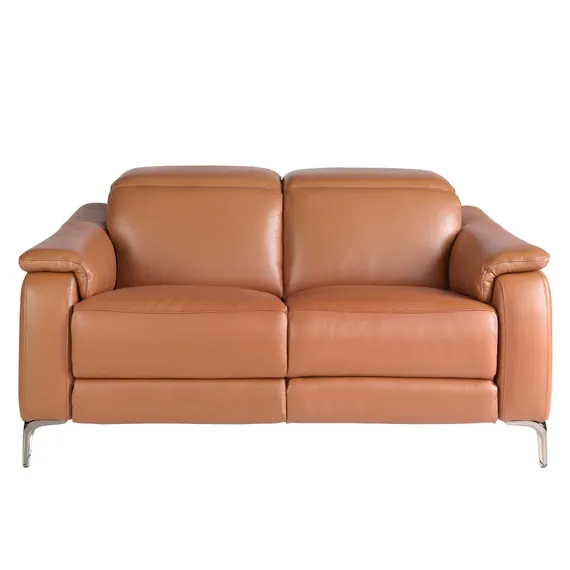 Двухместный диван с электрореклайнером Angel Cerda 6180, коричневая кожа