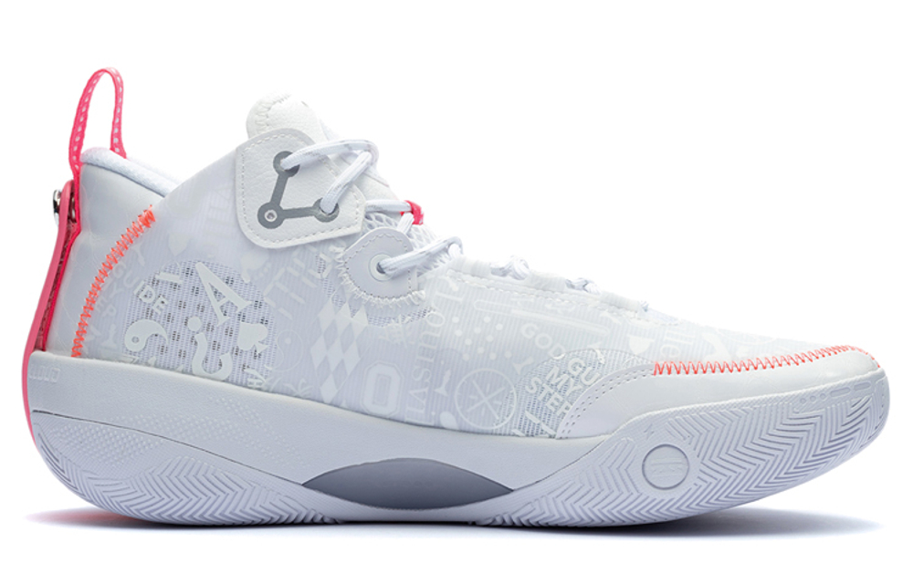 Li Ning Shadow 3 Cushioning Slip Resistant Abrasion Resistant Mid top Basketball Shoes Men"s Standard White