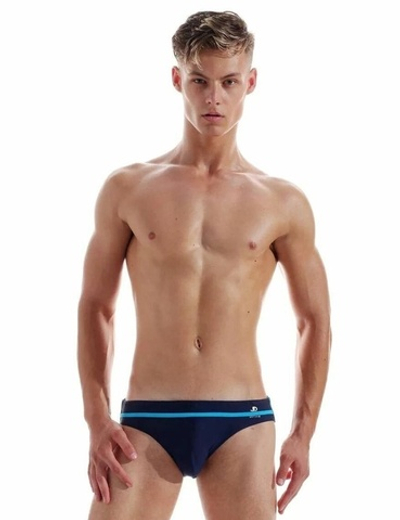 Мужские пляжные плавки с контрастной полосой (Размер: M) (Цвет: темно-синий)