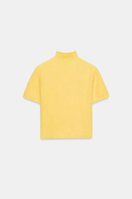 ZARA МЯГКИЙ СВИТЕР С КОРОТКИМИ РУКАВАМИ, ЖЕЛТЫЙ