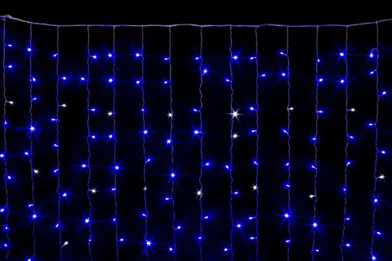 Занавес с мерцающим диодом 2*3 м., 220V, 320 синих LED ламп, соединяемый, прозрачный провод, Winner Light (b.03.5T.320+)