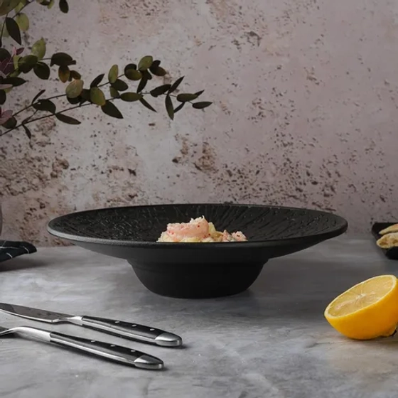 Тарелка глубокая 250 мл d27 см h6,3 см для пасты, для супа Black Raw Wood P.L. Proff Cuisine [4]