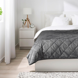IKEA MJUKPLISTER  (ИКЕА МЙУКПЛИСТЕР)  -  Покрывало, темно-серый, 260x250 см