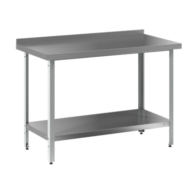 Стол производственный СПЭ 600/600/850 (полка сплошная оц, борт)