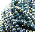 БН031ДС34 Хрустальные бусины "рондель", цвет: темно-зеленый AB непрозр, 3х4 мм, кол-во: 95-100 шт.