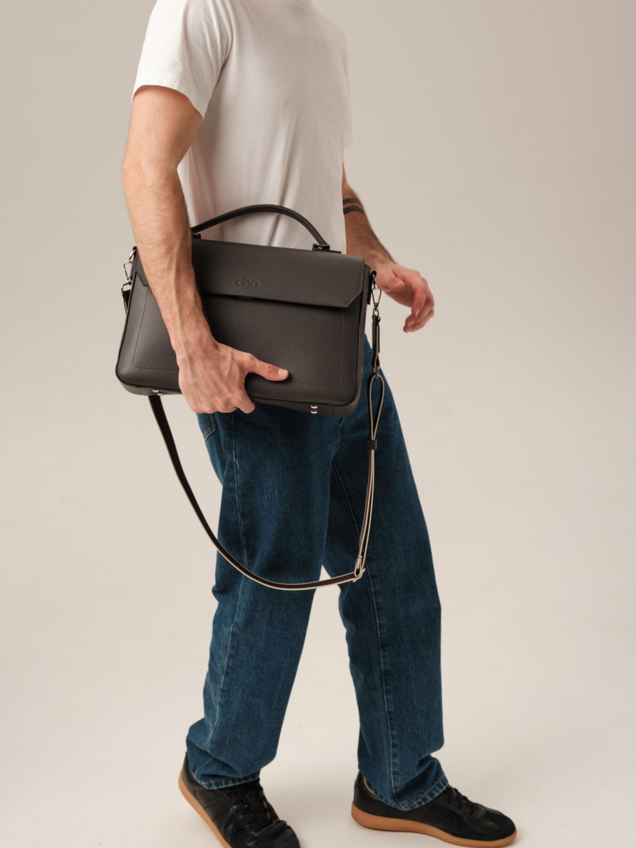 Мужская кожаная сумка Levi DBR 7115 темный лес