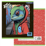 Тетрадь 48л., А5, клетка, Alingar "Go for it", скрепка, мелованный картон (стандарт), блок офсет, 4 дизайна в пленке т/у