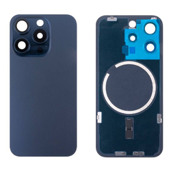 Задняя крышка для Apple iPhone 15 Pro в сборе со стеклом камеры Синий - Премиум