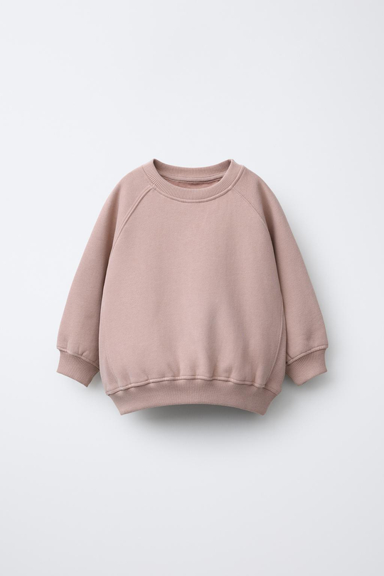 ZARA ТОЛСТОВКА С РЕЛЬЕФНЫМ ЛОГОТИПОМ, БЛЕДНО-РОЗОВЫЙ
