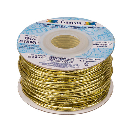 Шнур "Gamma" 1.5 мм, эласт. метал., цв.золото