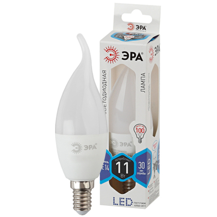 Лампочка светодиодная ЭРА STD LED BXS-11W-840-E14 E14 / Е14 11Вт свеча на ветру нейтральный белый свет