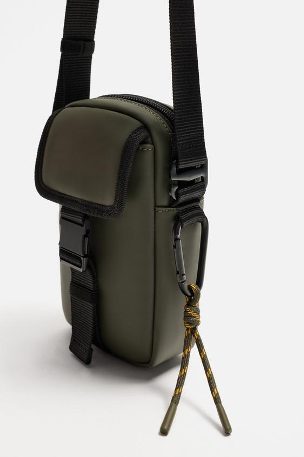 ZARA ПРОРЕЗИНЕННАЯ СУМКА, ЗЕЛЕНЫЙ ХАКИ