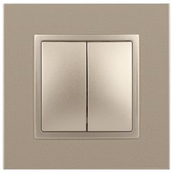 14-1106-04 ЭРА Переключатель двойной, 10АХ-250В, IP20, Эра Elegance, шампань