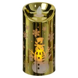 GAEM Изделие декор Свеча "Золотой снеговик" (подсвет, AAAх3 н/п) L7,5 W7,5 H14,5 см