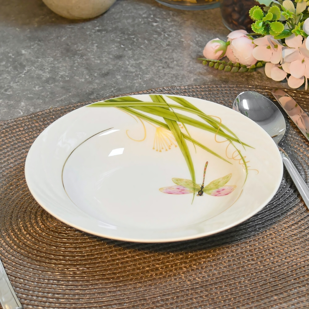 Тарелка 200мм глубокая форма Голубка Стрекоза