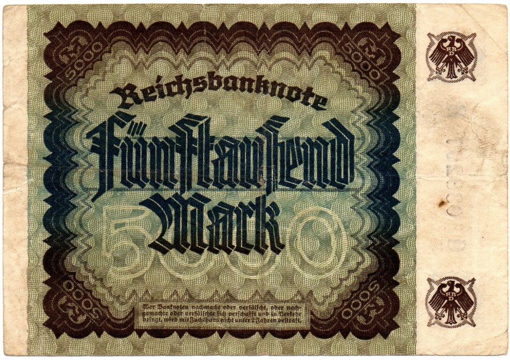 Банкнота Германия, Веймарская республика 5000 марок 1922 год