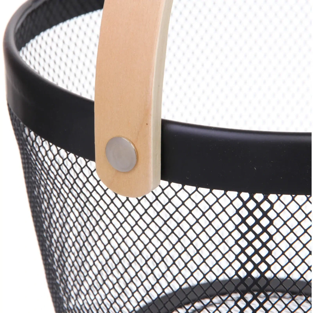 Корзина для хранения металлическая с деревянной ручкой «ФАРГО», цвет черный, 26*18см (лейбл Селфи)