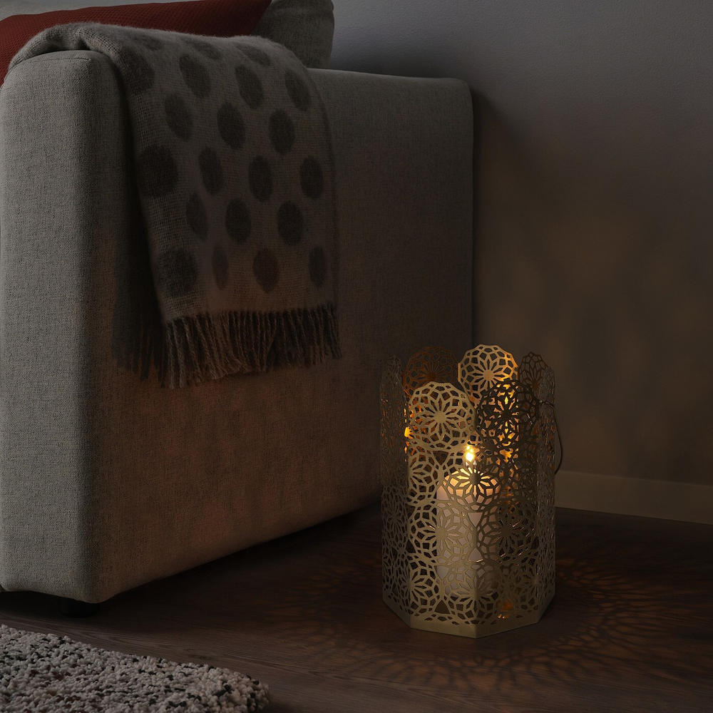 IKEA GOKVÄLLÅ  (ИКЕА ГОКВÄЛЛÅ)  -  Фонарь, золотого цвета, 16x16x24 см