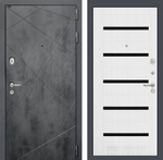 Дверь входная Лабиринт LOFT 01 Белое дерево, стекло черное металлическая