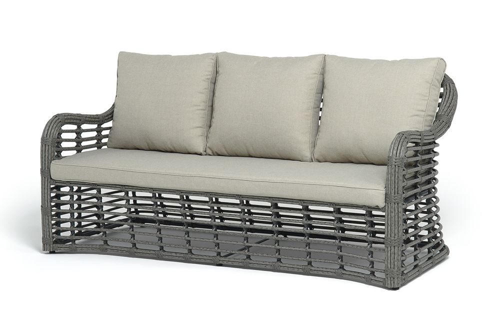 "Ницца" диван из искусственного ротанга трехместный, цвет серый