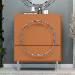 Комод Арт Колор matte Стайл Сильвер с 3 ящиками оранжевый матовый