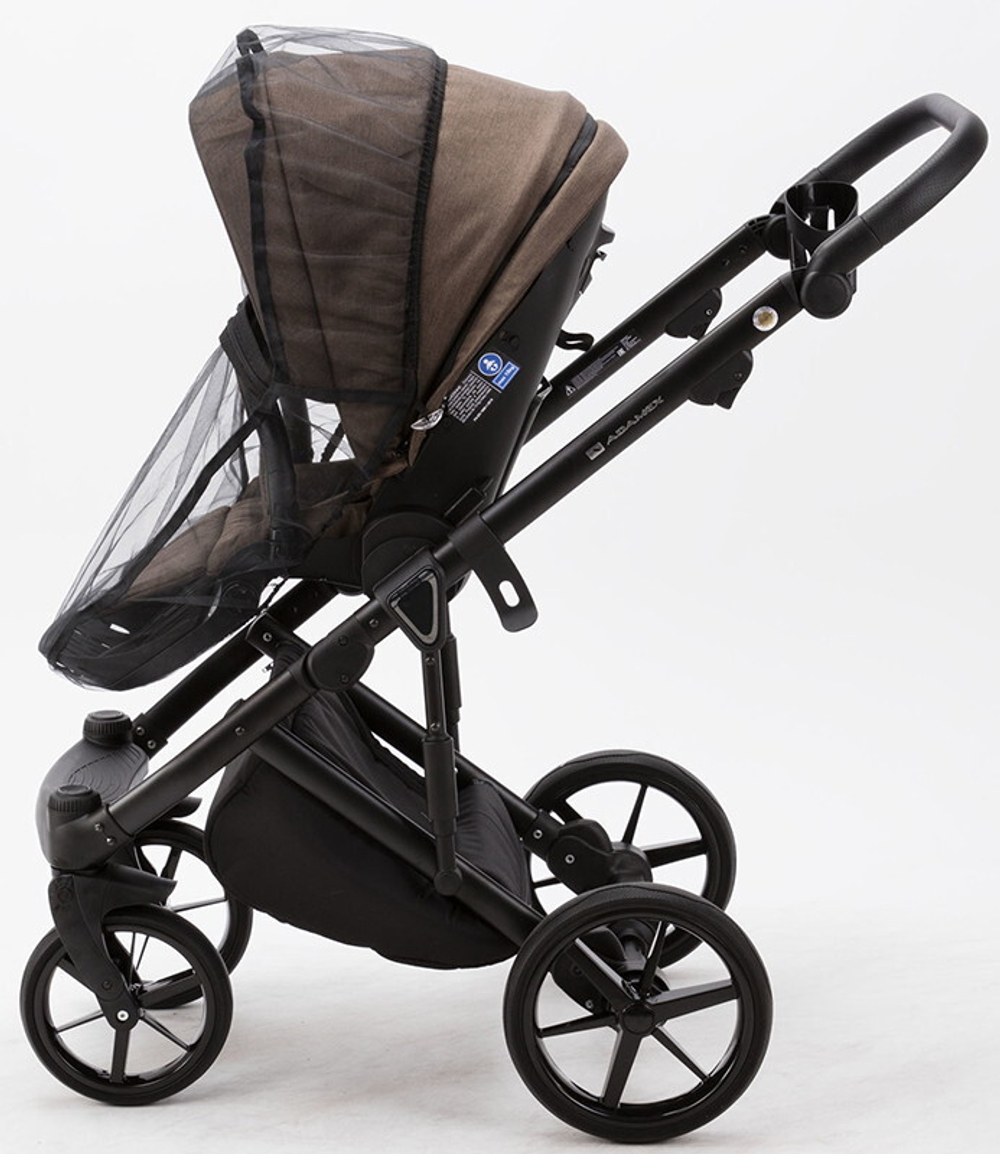Детская коляска Adamex Marco 2 в 1 GA10 (ШОКОЛАД.ТК.+ ШОК. КОЖ. ОТДЕЛКА)