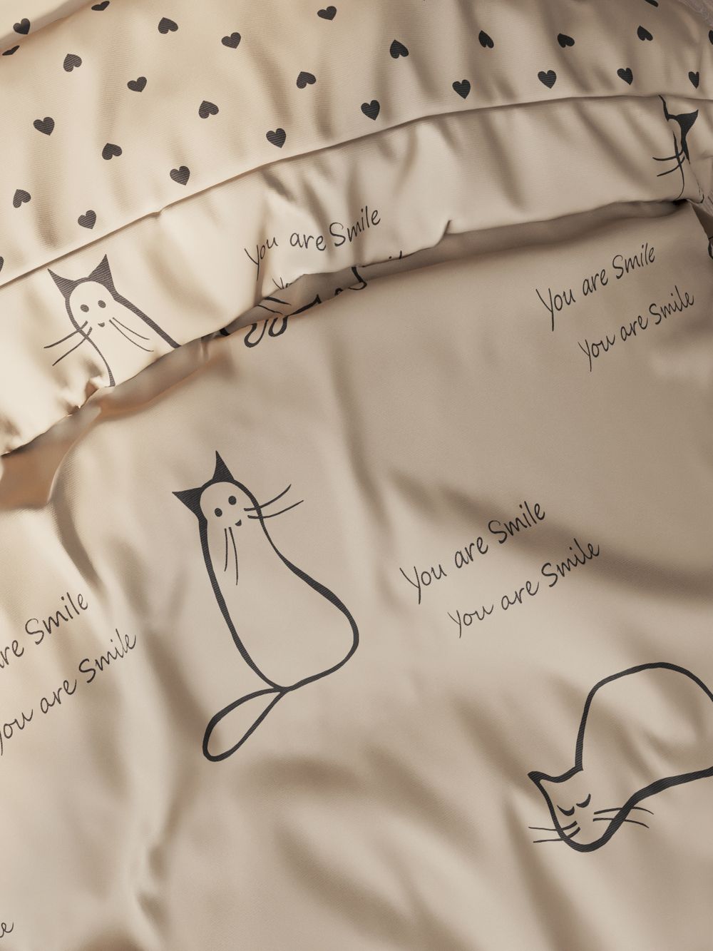 Пододеяльник Milky Garden "КОТИКИ (беж)/Adele" 1,5-сп 145х215 см