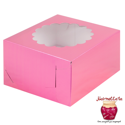 Упаковка для капкейков ФУКСИЯ с ОКНОМ (4 ячейки)