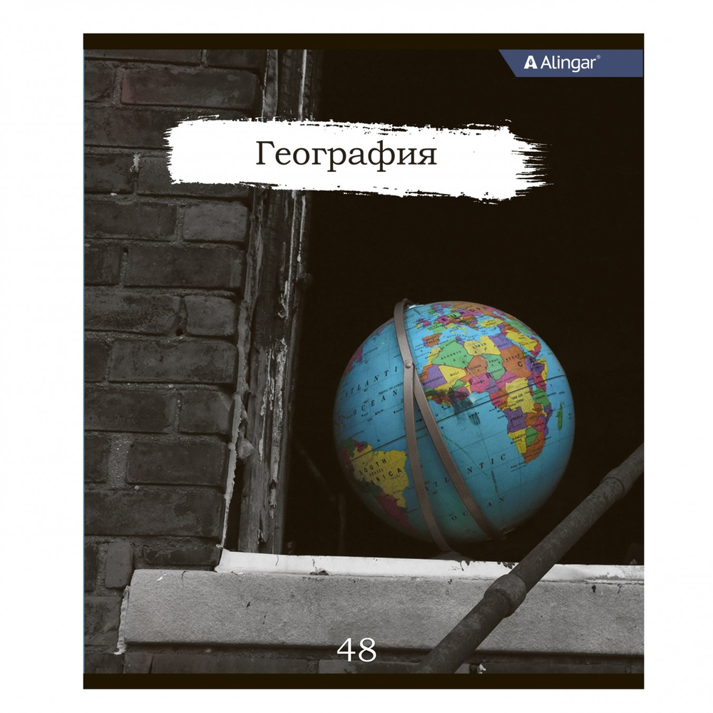 Тетрадь предметная "География" А5 48л., клетка, со справочным материалом, скрепка, мелованный картон(стандарт), блок офсет, Alingar "Город контрастов"