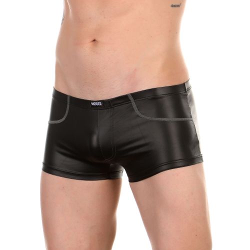 Мужские трусы хипсы черные под кожу Miboer