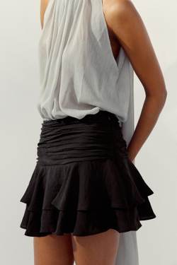 ZARA ЮБКА-ШОРТЫ С ОБОРКАМИ, ЧЕРНЫЙ