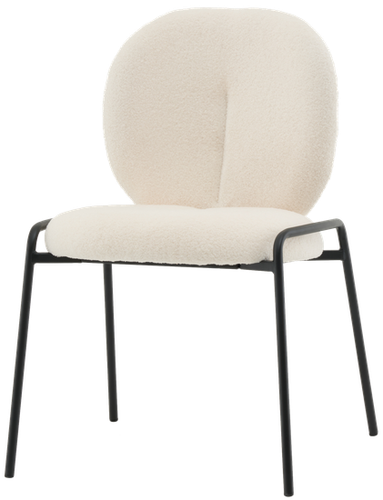 Стул Molly букле молочный, ножки черный металл 