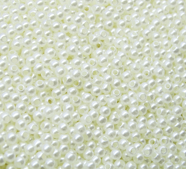 БА002НН3 Акриловые бусины круглые, цвет: слоновая кость, размер: 3 мм, 10 гр.