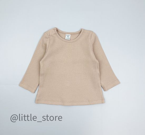 Лонгслив из вафельного полотна, Бежевый