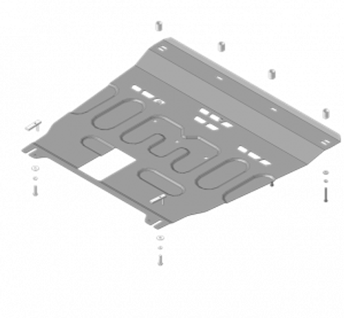 Защита картера двигателя, КПП (2 мм, сталь) для Kia Optima 2016-2020, Hyundai Sonata VII седан 2017-2019 (взамен арт. 61010) Motodor.70914