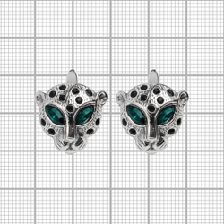 "Тагир" серьги в серебряном покрытии из коллекции "Дикие кошки" от Jenavi  с английским замком