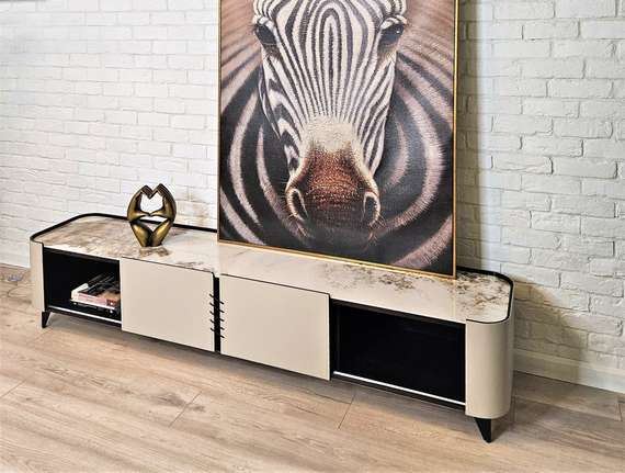 Тумба под ТВ 4190, 200х41 см, керамика Calacatta Borghini
