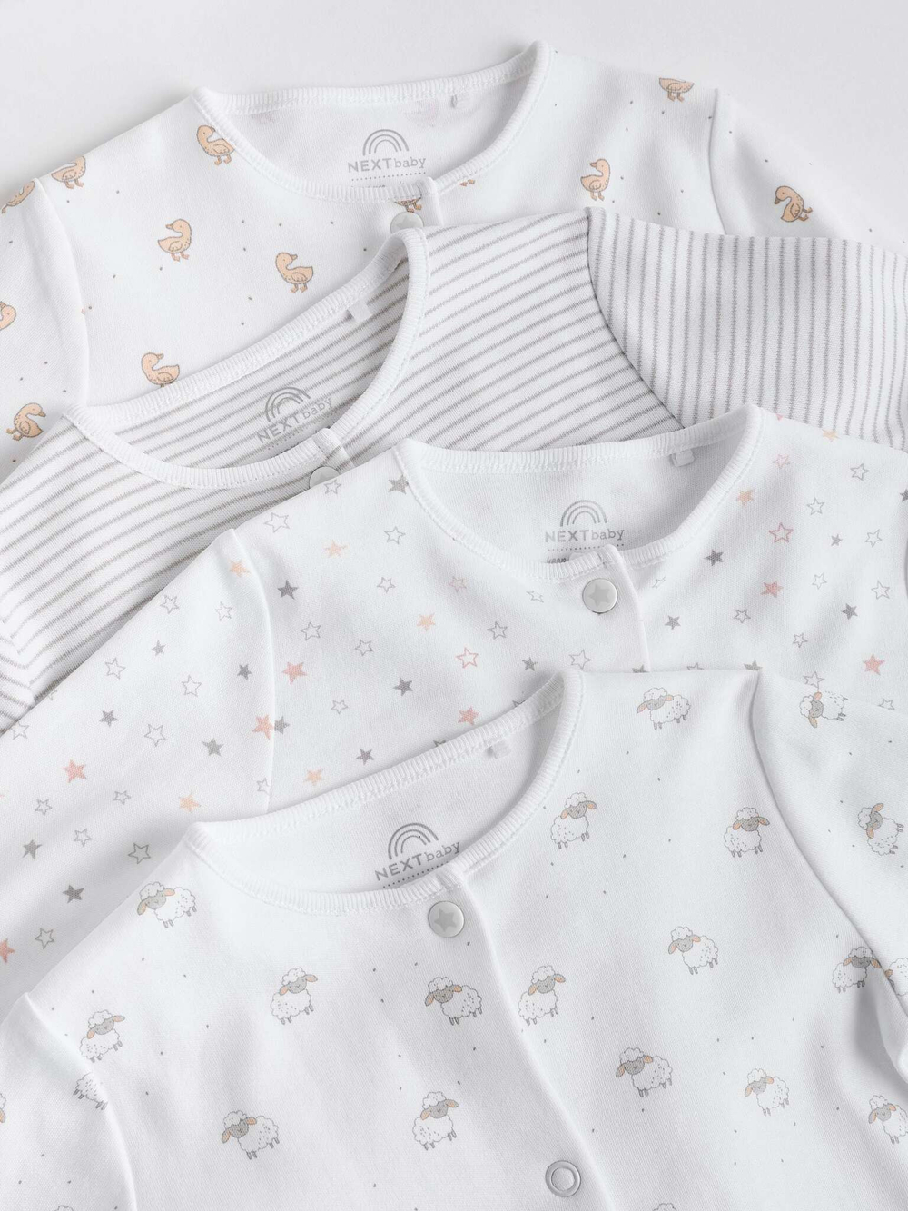 Комбинезон / Cлип для малышей Next K79-483, 4 шт., Белый