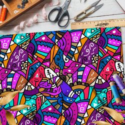 Ткань блэкаут кислотные египетские узоры