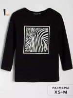 Черный лонгслив рукав три четверти