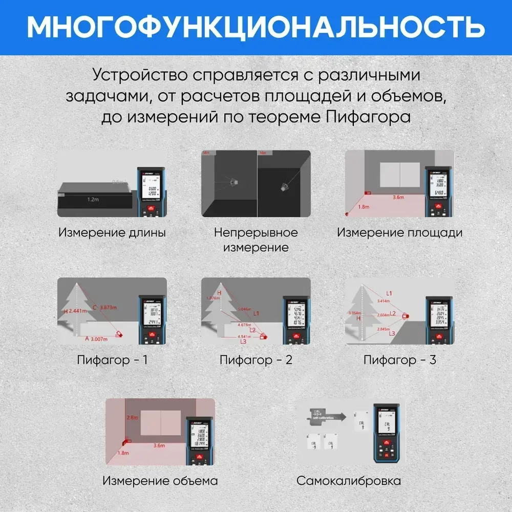 Лазерный дальномер SNDWAY H-D100A 100м