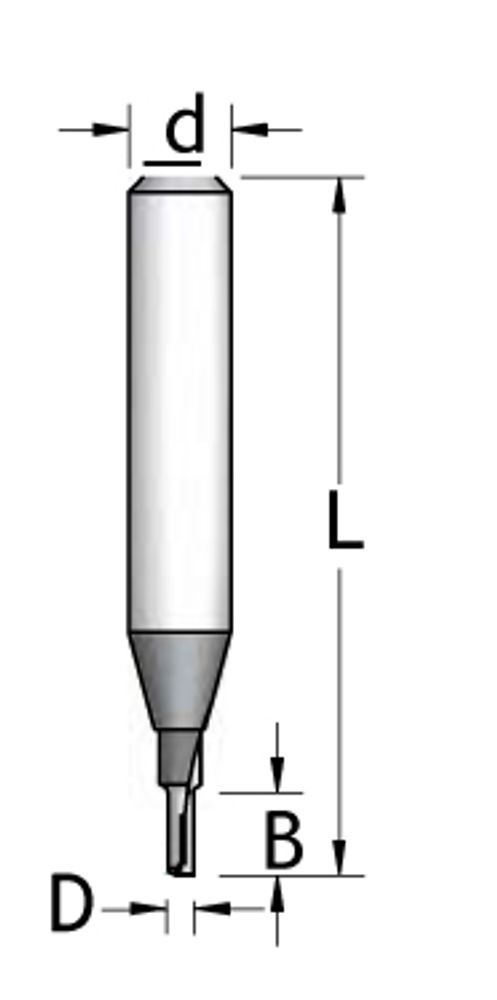 Фреза пазовая монолитная  D1,6 B5 Z1 хвостовик 8_S P110165