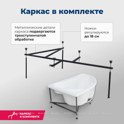 Акриловая ванна Aquanet (Акванет) Capri 170x110 L с каркасом