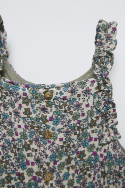 ZARA КОМБИНЕЗОН С ЦВЕТОЧНЫМ ПРИНТОМ, ЗЕЛЕНОВАТЫЙ