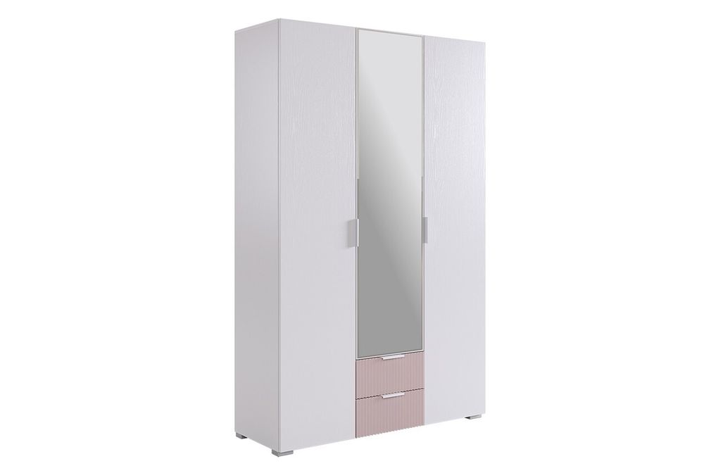 Шкаф трехдверный "Зефир" 109.02, (Белое дерево/пудра розовая (эмаль))