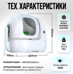 Автоматический лоток с AI камерой PUROBOT MAX PRO PETKIT