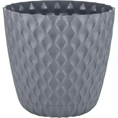 Горшок для цветов InGreen Wave с дренажной сеткой и съемным поддоном 4,7л,D205мм вулканиче
